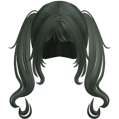 Swirly Curled Long Pigtails (Dark Green)