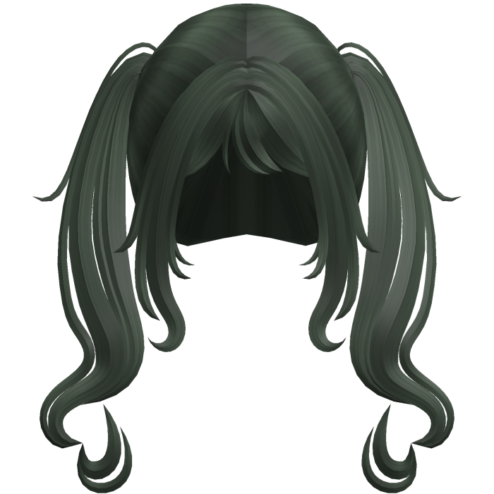Swirly Curled Long Pigtails (Dark Green)