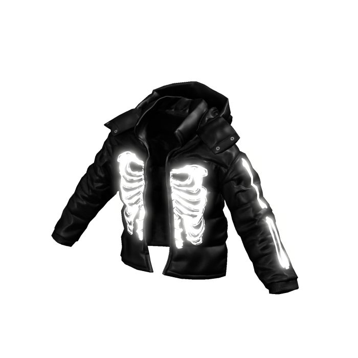 Glowing Skeleton Puffer Jacket Black & White