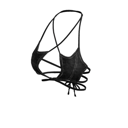 Black Y2K Goth Denim Star Lace Bikini thumbnail