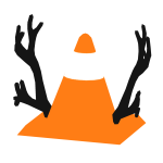 Orange Neon Traffic Cone and Antlers
