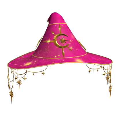 Celestial Halloween Witch Hat - Hot Pink/Gold