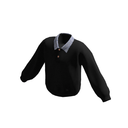 Baggy Collared Polo Sweater Black thumbnail