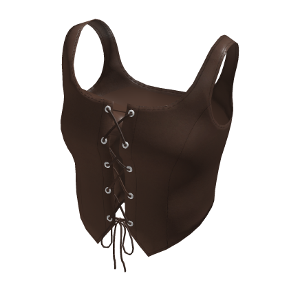 Y2K Vintage brown leather front laced corset top