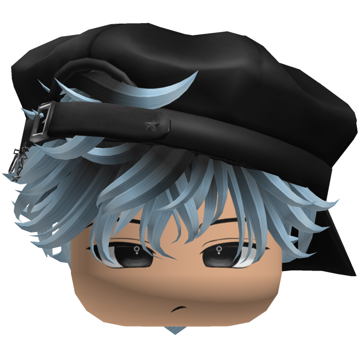 Cute Boy black blue hair with a cap Y2K