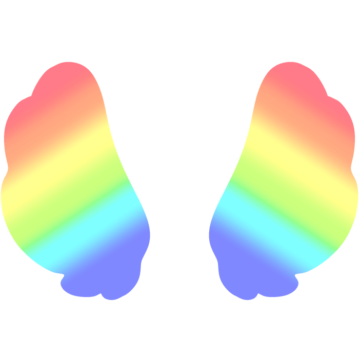 ♡ Cute Upward Glowing Angel Wings in Rainbow
