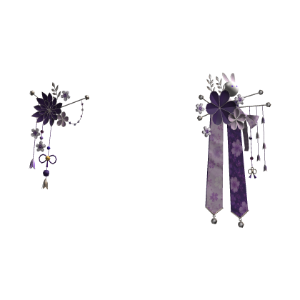Purple & Silver Japanese Kanzashi Flower Hairclips