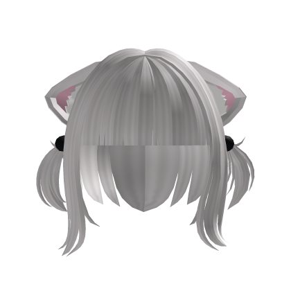 Icy White Kitty Ear Bob Black Beads ♡ Roblox item