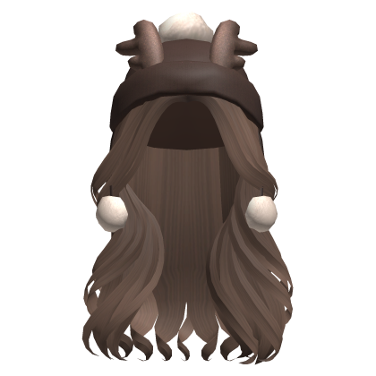 Christmas Hat w/ Deer Ears Curly Hair (Brown) Roblox item