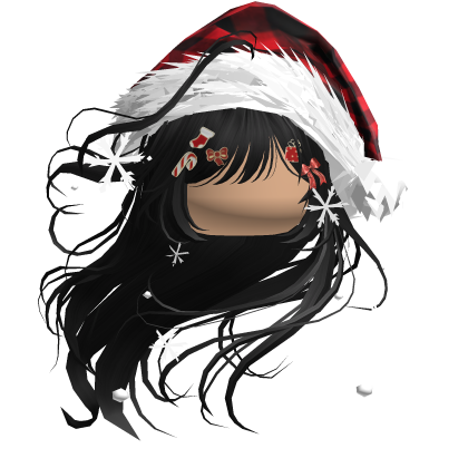 Windy Anime Hair w/Santa Hat (Black)