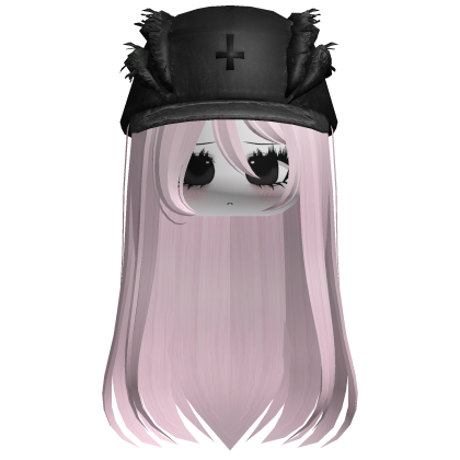 cute moe girl w cross black denim cap Roblox item