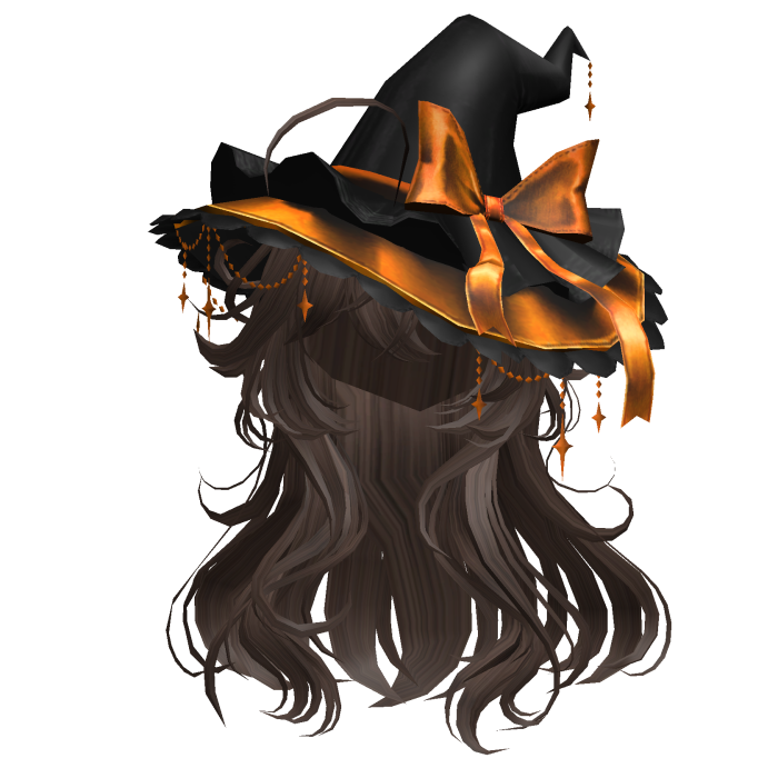Anime Girl Hair w/Witch Hat (Brown)