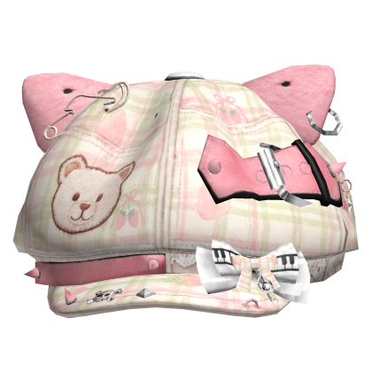 GreenPink Plaid Kawaii Piano Beret Roblox item