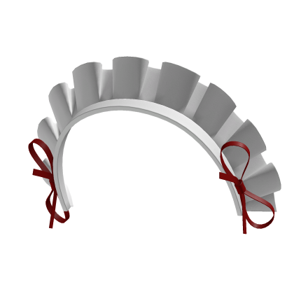 White Maid Headband (Dark Red Ribbons)
