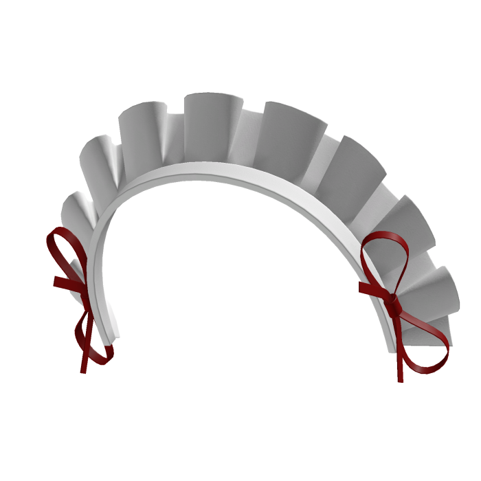 White Maid Headband (Dark Red Ribbons)