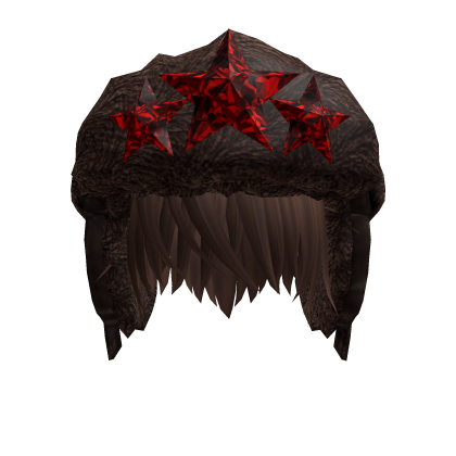 Brown Ushanka w/ Red Stars & Brown Emo Hair Roblox item