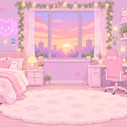 Pink Bedroom Background Cute Pastel Kawaii Girl
