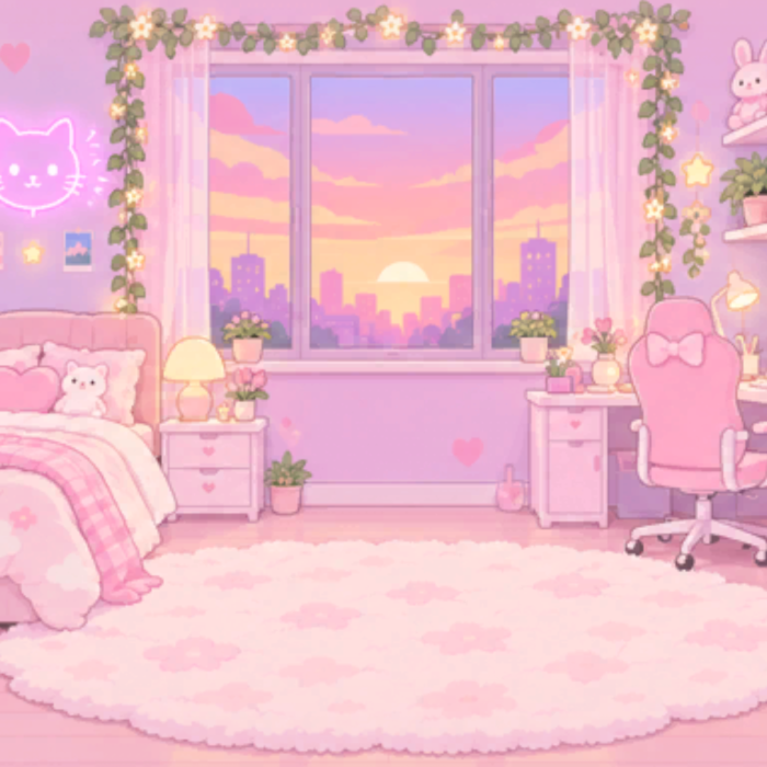 Pink Bedroom Background Cute Pastel Kawaii Girl
