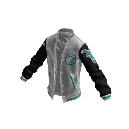 College Jacket | White Black Cyan