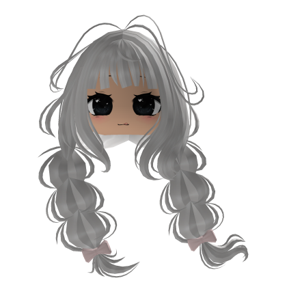 Cute White Braids Hair Kawaii W/ Cute Face