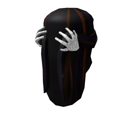 Long Dark Hair with Skeleton Hand Hair Clip Roblox item