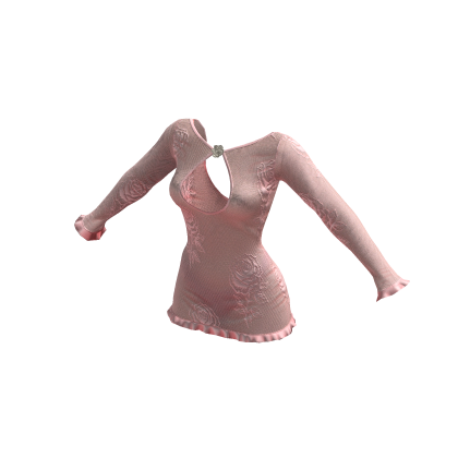 Lace Keyhole Minidress (Pink) thumbnail