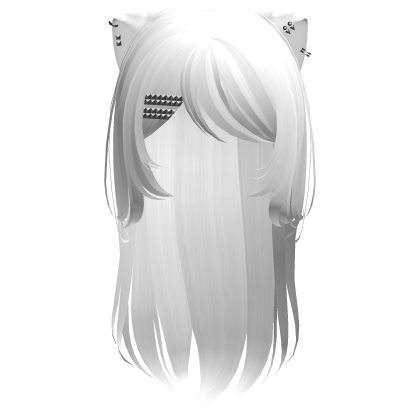 white emo hair w/ pierced cat ears