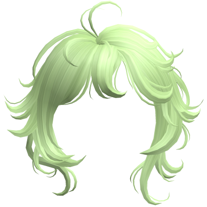 Messy Fluffy Swirly Curly Anime Bangs in Green Roblox item