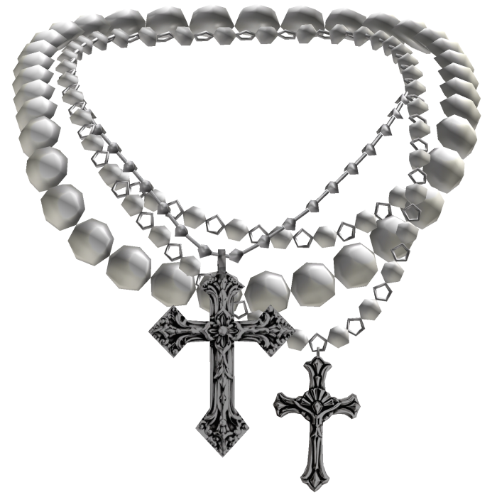 Silver Pearl Layered Jesus Cross Necklace