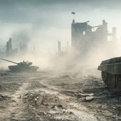 Military Army Tanks Ruined City War Battlefield