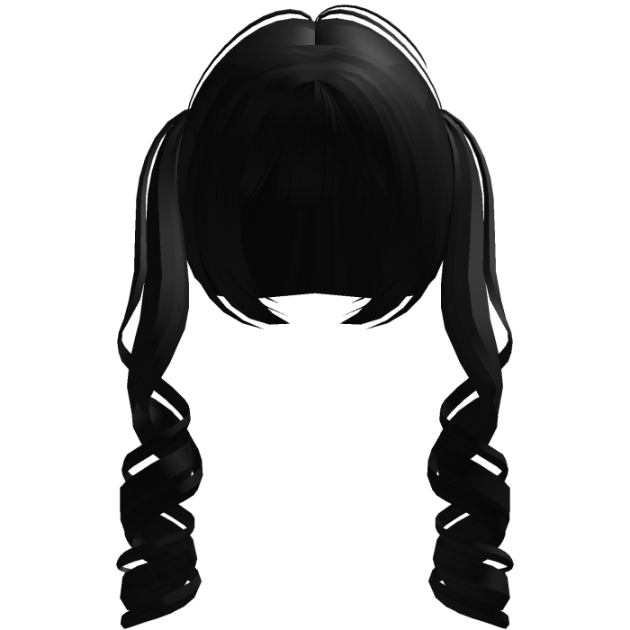 cute curly blunt bang pigtails in black