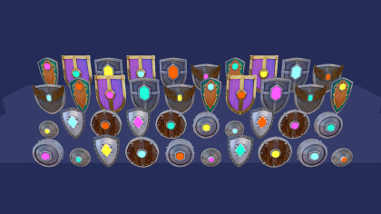 Shield Weapon Pack x40 Glowing Knight Round Kite preview 1