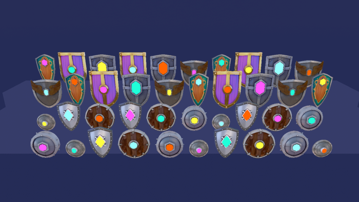 Shield Weapon Pack x40 Glowing Knight Round Kite preview 1