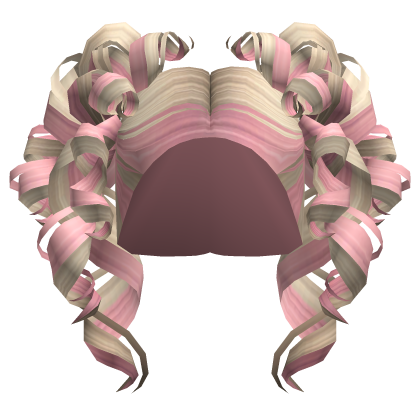 Messy Curly Pigtails in Blonde Pink Roblox item