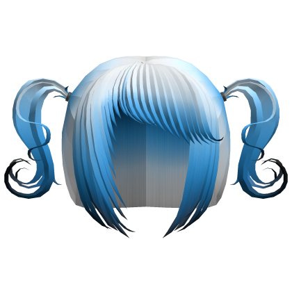 ♡ : ombré white blue wispy side bang curly pigtail Roblox item