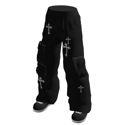 Black Cargo Pants w/ Crosses thumbnail
