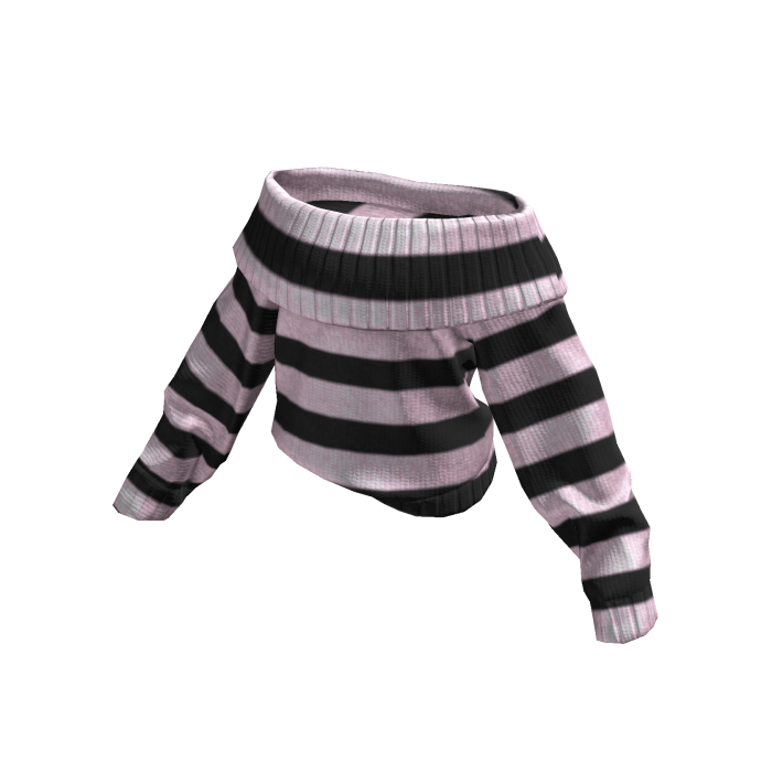 Pink Striped Cozy Off Shoulder Knit Sweater