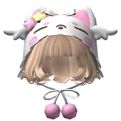 Short Swirly Bangs w/ Cute Cap Tie-Knot in Blonde Roblox item