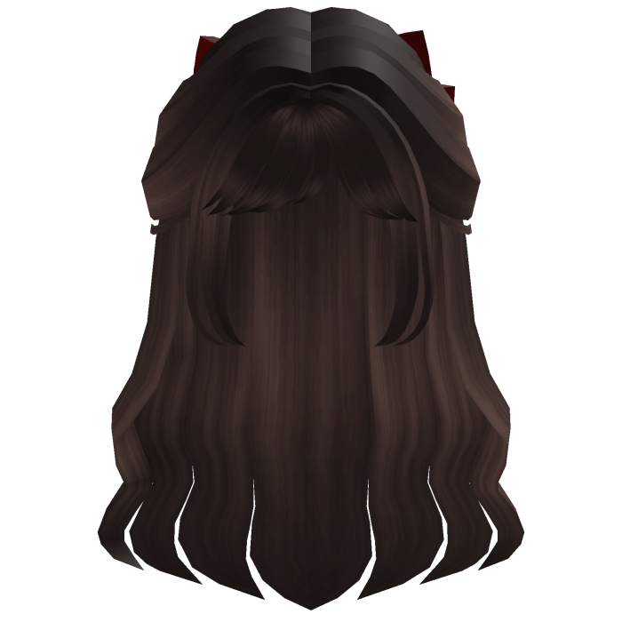  Flowy Half up Hair w/ red bow ( brown )