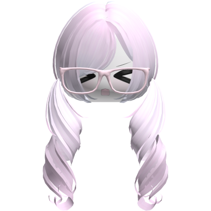 Cute Kawaii Pink Curly Pigtails /w Glasses