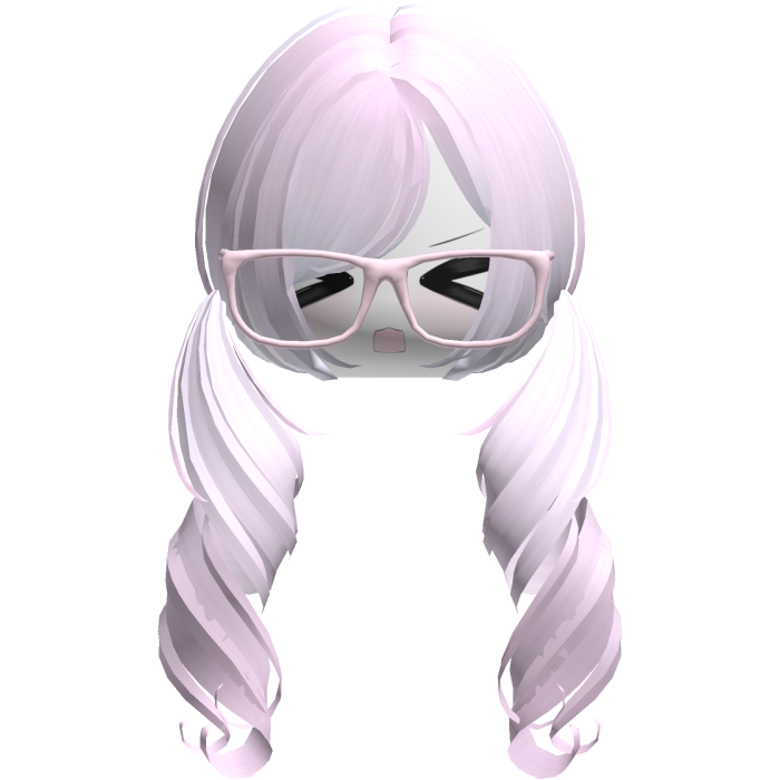 Cute Kawaii Pink Curly Pigtails /w Glasses