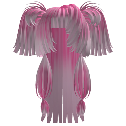 long emo hime pigtails with blunt bangs in pink Roblox item