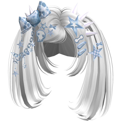 ♡ Scene Spiky Moe Pigtails (White & Blue)
