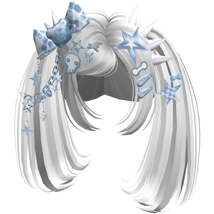 ♡ Scene Spiky Moe Pigtails (White & Blue)