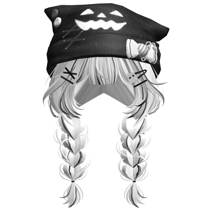 🍀Cute Braided Hair w Halloween Beanie(White)