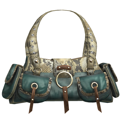 2000s McBling Snake Print Designer Bag (Teal) thumbnail