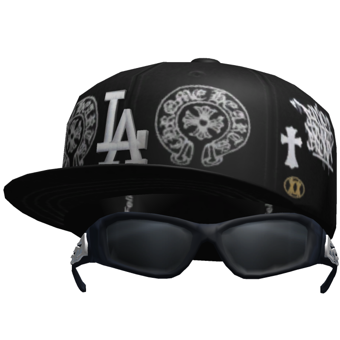 LA Fitted Tilted Hat with Flaming Shades