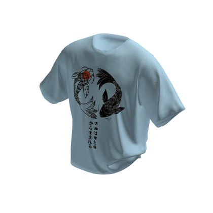 Japanese Koi Fish Graphic Tshirt Blue thumbnail