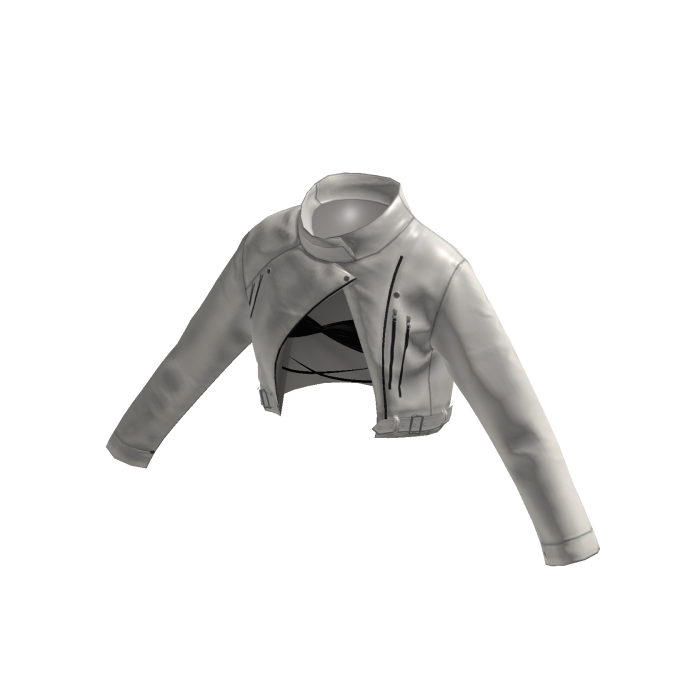Ladies White Crop Leather Biker Jacket with Bra