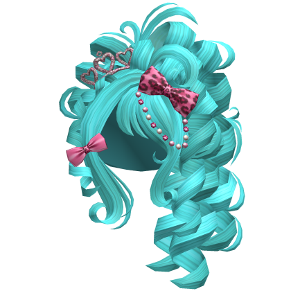 Pink Gyaru Curly Side Pony Teal Blue Roblox item